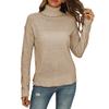 Women's Fashion Casual Turtleneck Solid Color Long Sleeve Knitted Sweater Shirt Tops
