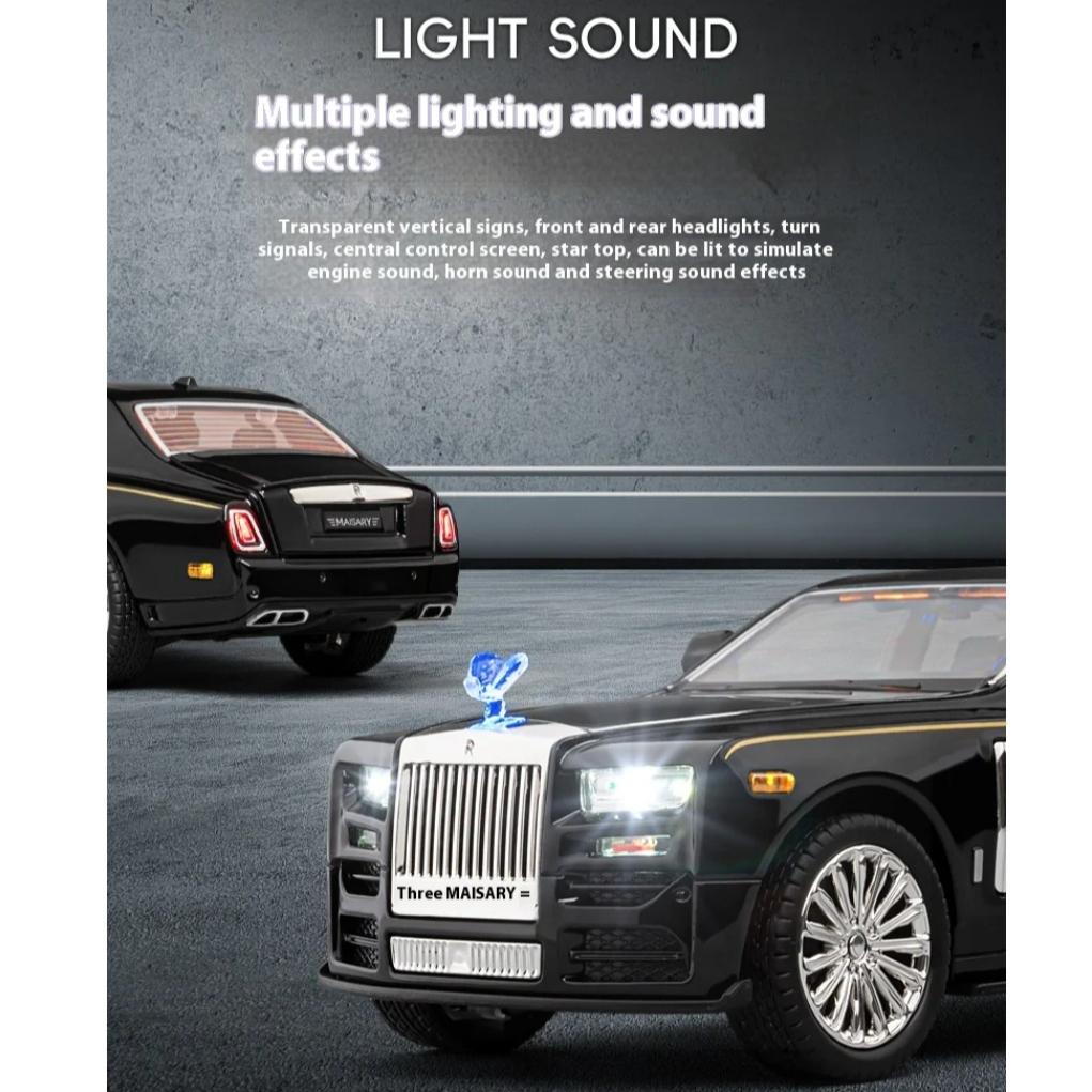 Масштаб 1/22 Rolls Phantom Модель автомобиля из сплава Diecasts Металлические транспортные средства Собирайте имитационные украшения Звуковые и световые подарки для детей