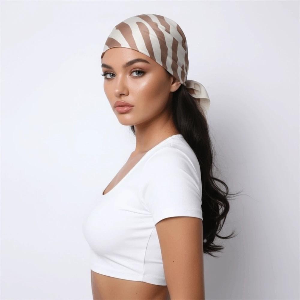 Patterned Shawl 90 CM Square Scarf Breathable Printed Silk Scarf Stripes Square Headscarf Vacation