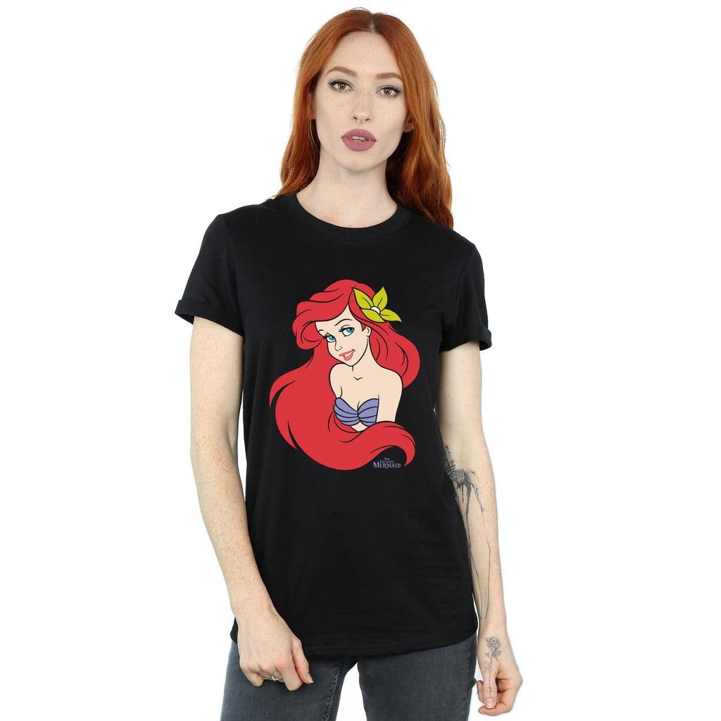 Disney Womens/Ladies The Little Mermaid Close Up Cotton Boyfriend T-Shirt