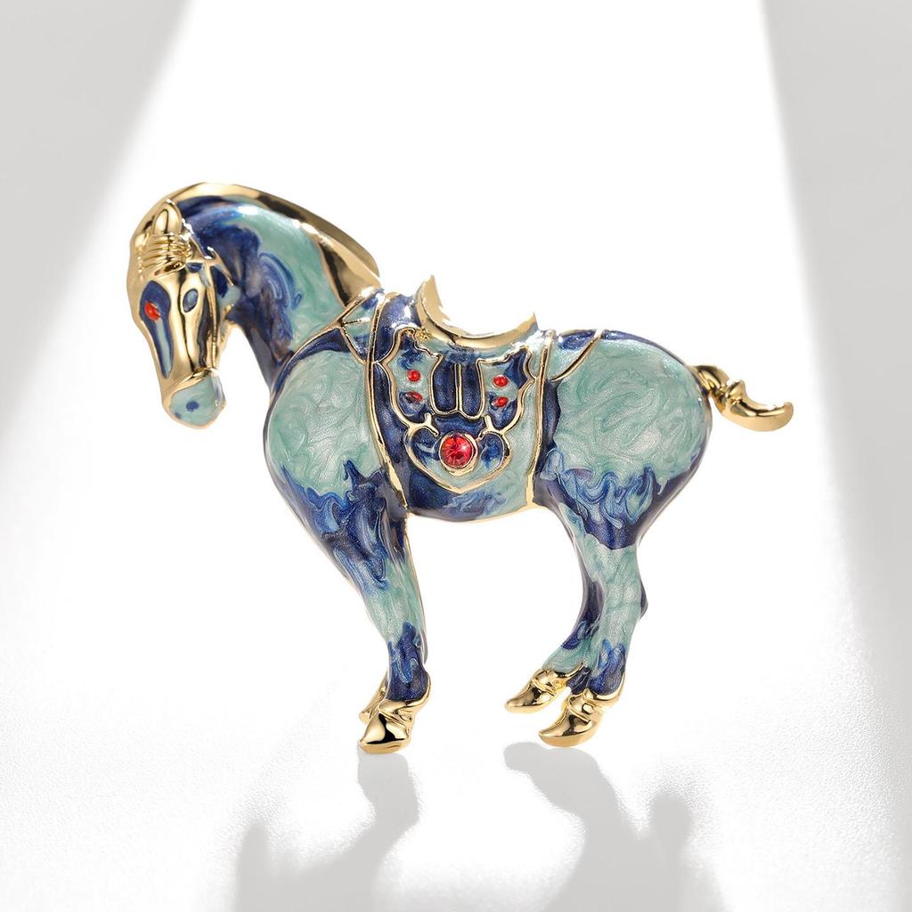 Tian She Luxury Jewelry: Tang Sancai Horse Brooch - Cultural and Creative Gift