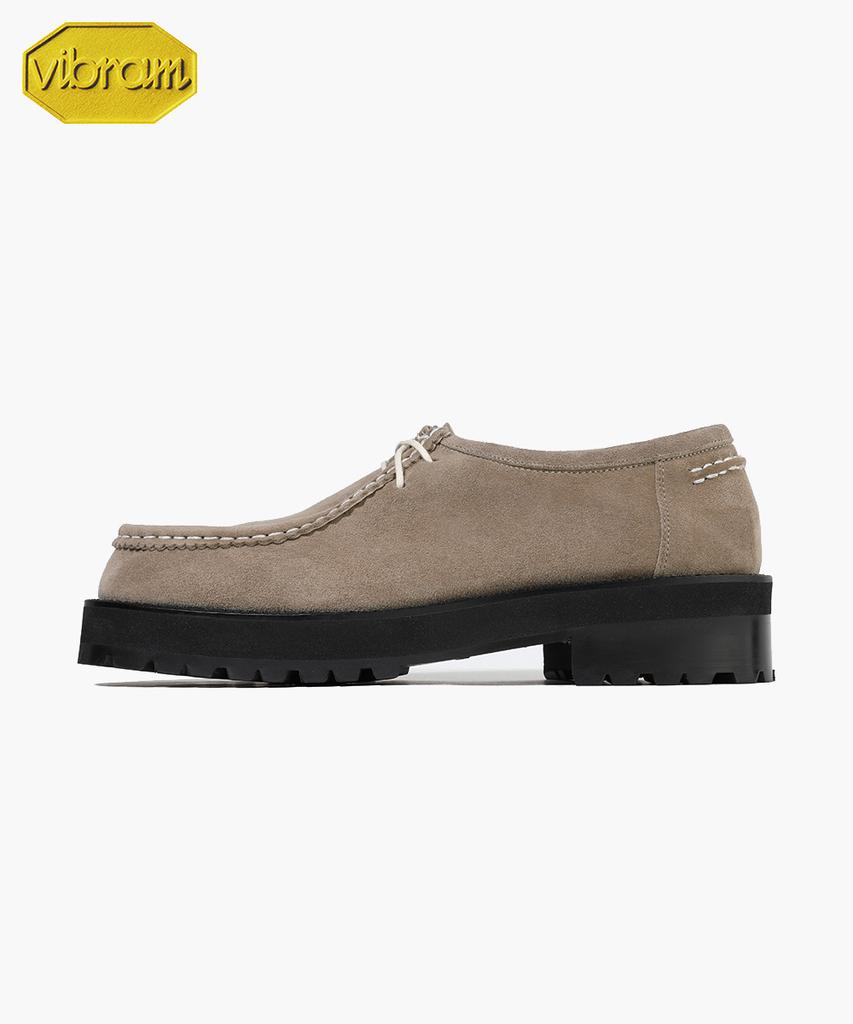 Firenze Atelier [Vibram] Смелая Форма 4,7 см Замшевые Мокасины 9009-Qs [Пепельно-Бежевый]