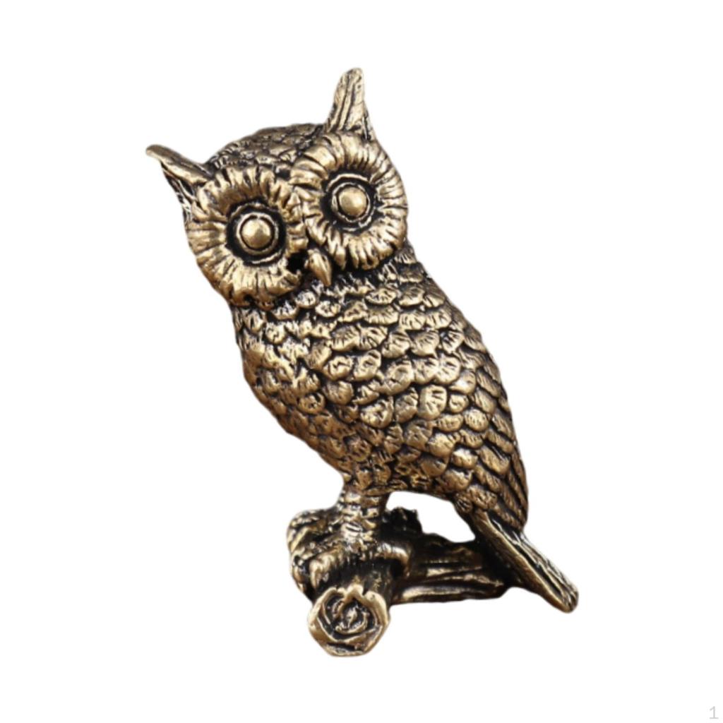Статуэтка совы из латуни, прочная ручная работа, украшение стола, украшение для дома, украшение для животных
