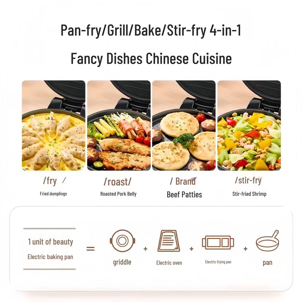 American Electric Griddle: Double-Sided Grill, Roaster & Pancake Maker with One-Button Start, Mechanical Version.