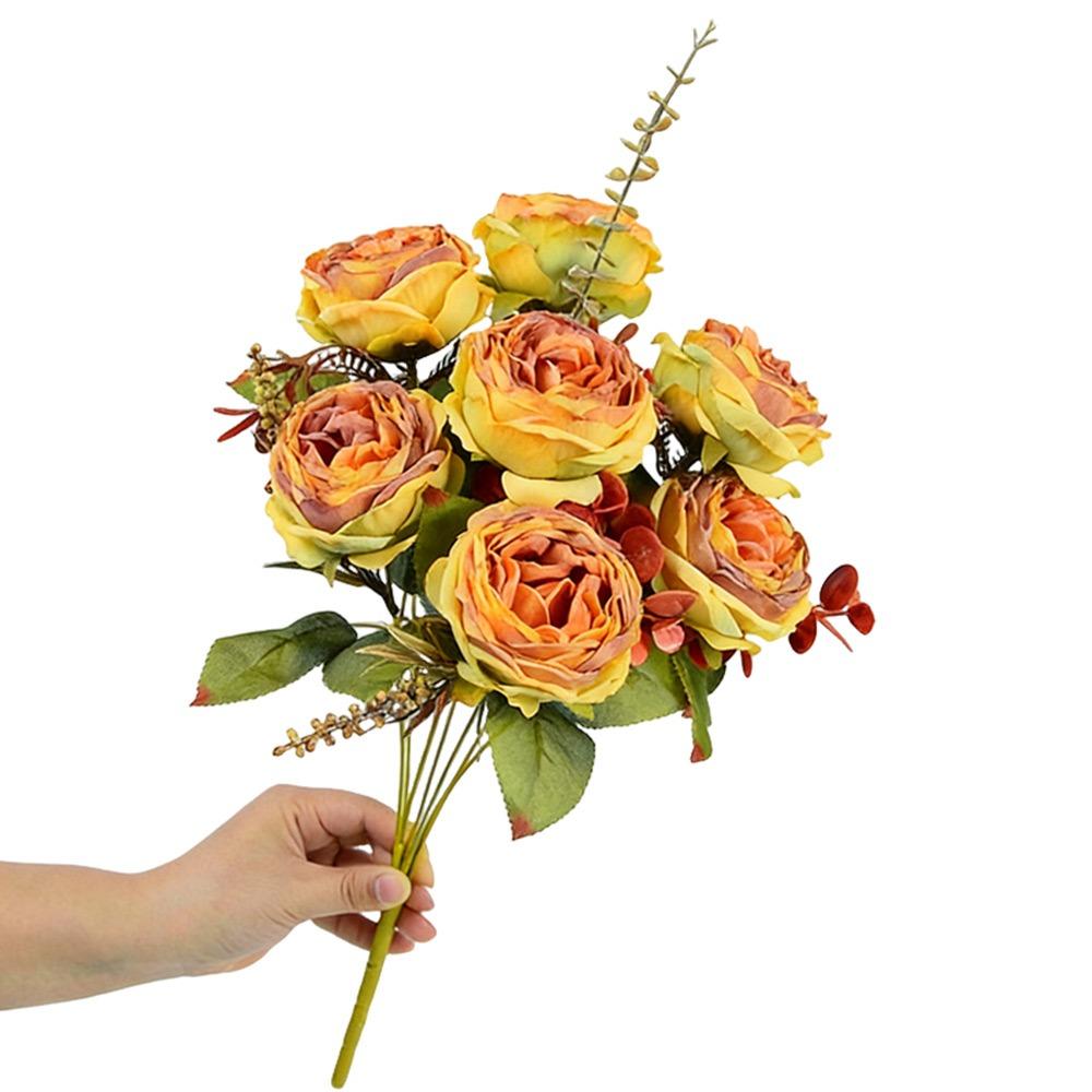 7 Heads Simulation Flower Rose Silk Petals Faux Flower Rose Artificial Flowers Home Decoration