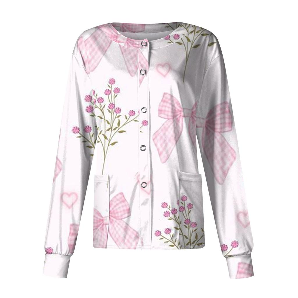 Женский повседневный однобортный кардиган с длинным рукавом и принтом в виде банта