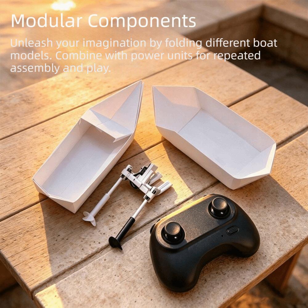 Modular Assembly RC Paper Boat Dual Propulsion DIY Boat Kit STEM Boat Model Indoor Activity