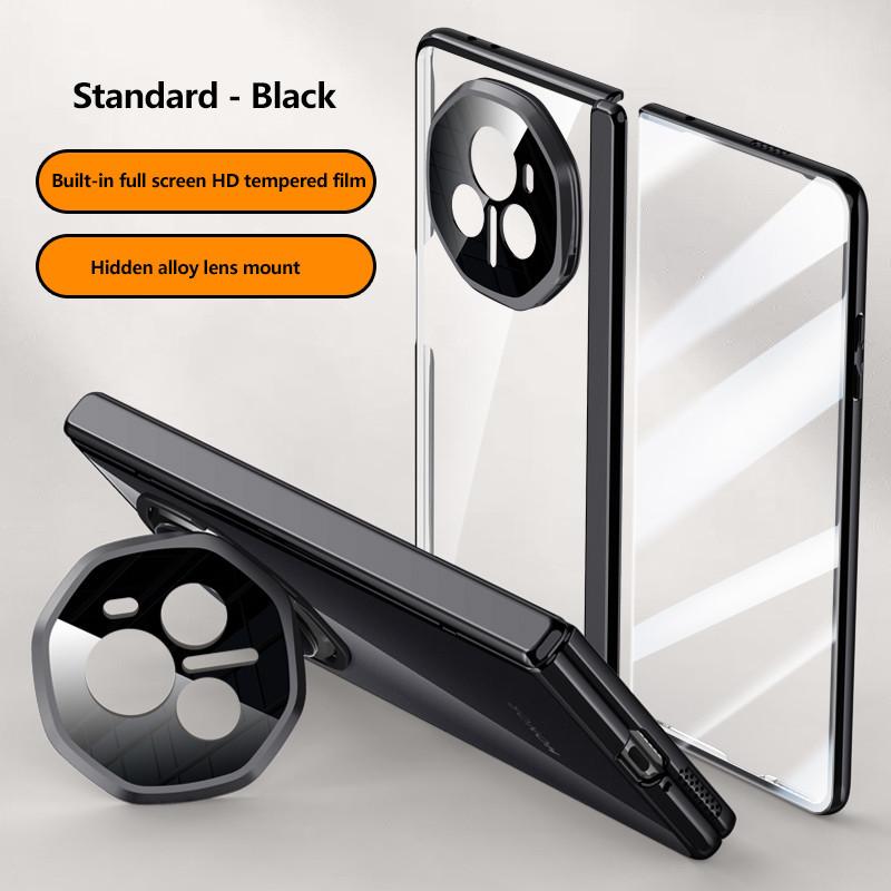 Electroplated Hinge Transparent Phone Case for Honor Magic V3 Metal Lens Holder with Tempered Film Shockproof Holder Business Cover