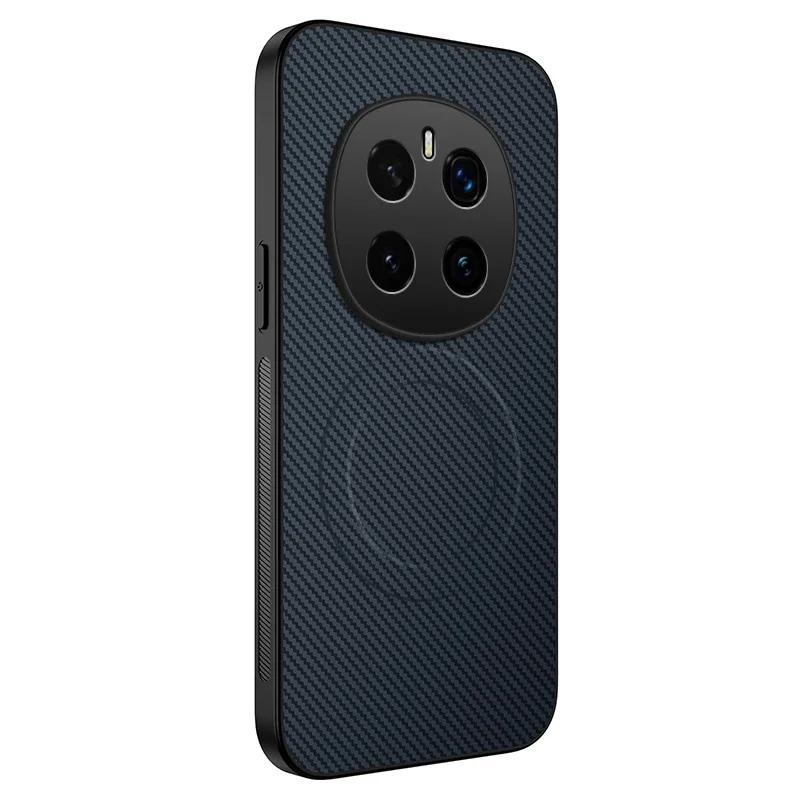 Magnetic Silicone Case For Honor Magic 7 Pro 7 Lite Wireless Charging Carbon Fiber PU Leather Anti-Drop Soft Cover Phone Cases