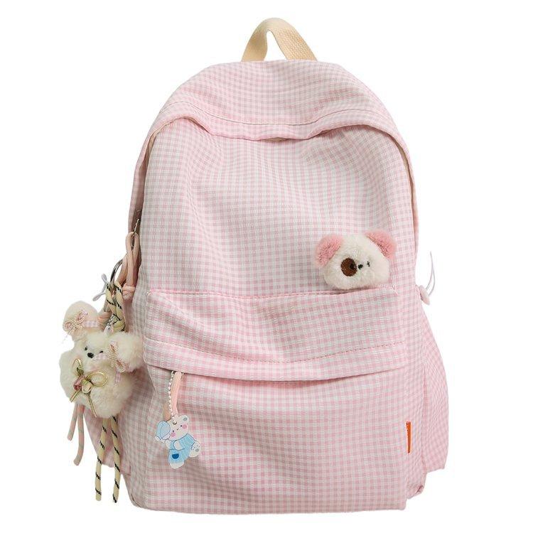 Schoolbag schoolbag Mori ins style versatile backpack fresh plaid girl cute college student simple large-capacity backpack
