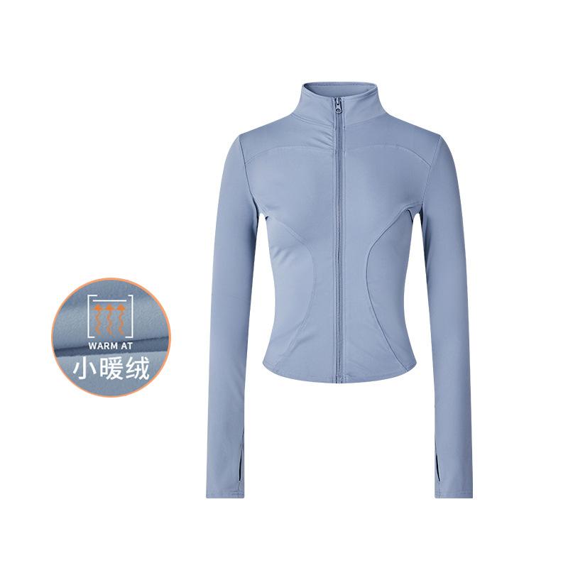 Fleece fitness jacket women's spring new tights top long sleeve running sports jacket training yoga clothes