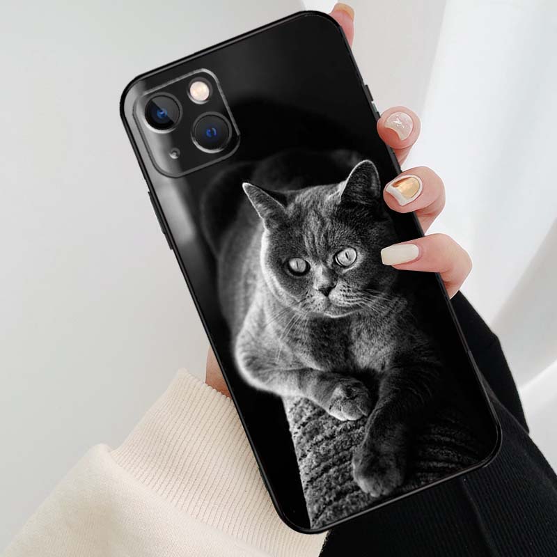 Красивый серый британский короткошерстный кот Чехол для iPhone 12 13 Mini 13 11 12 14 Pro Max XS X XR 6S 7 8 Plus SE 2020 Силиконовый чехол