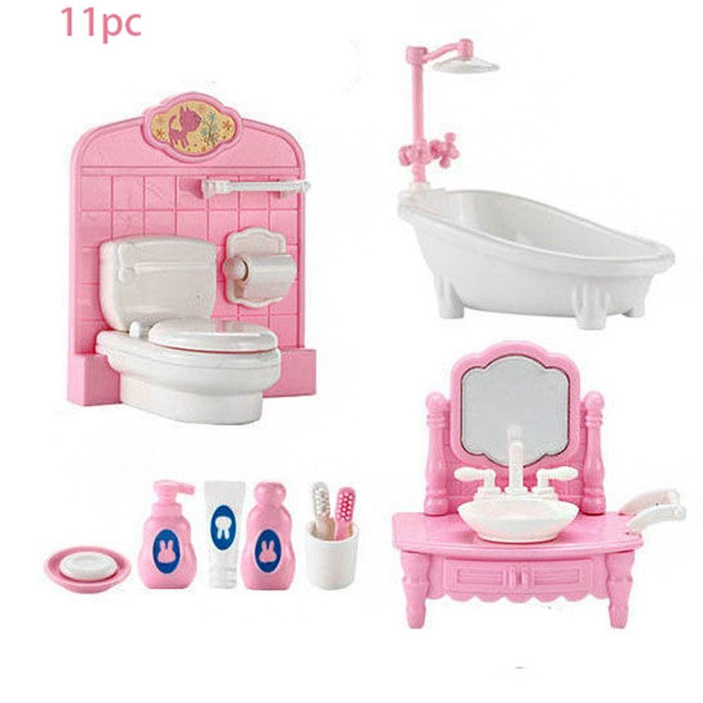 Play Toy Pink Dollhouse Furniture Armchair Couch Set Miniatures Furniture Doll House Accessories