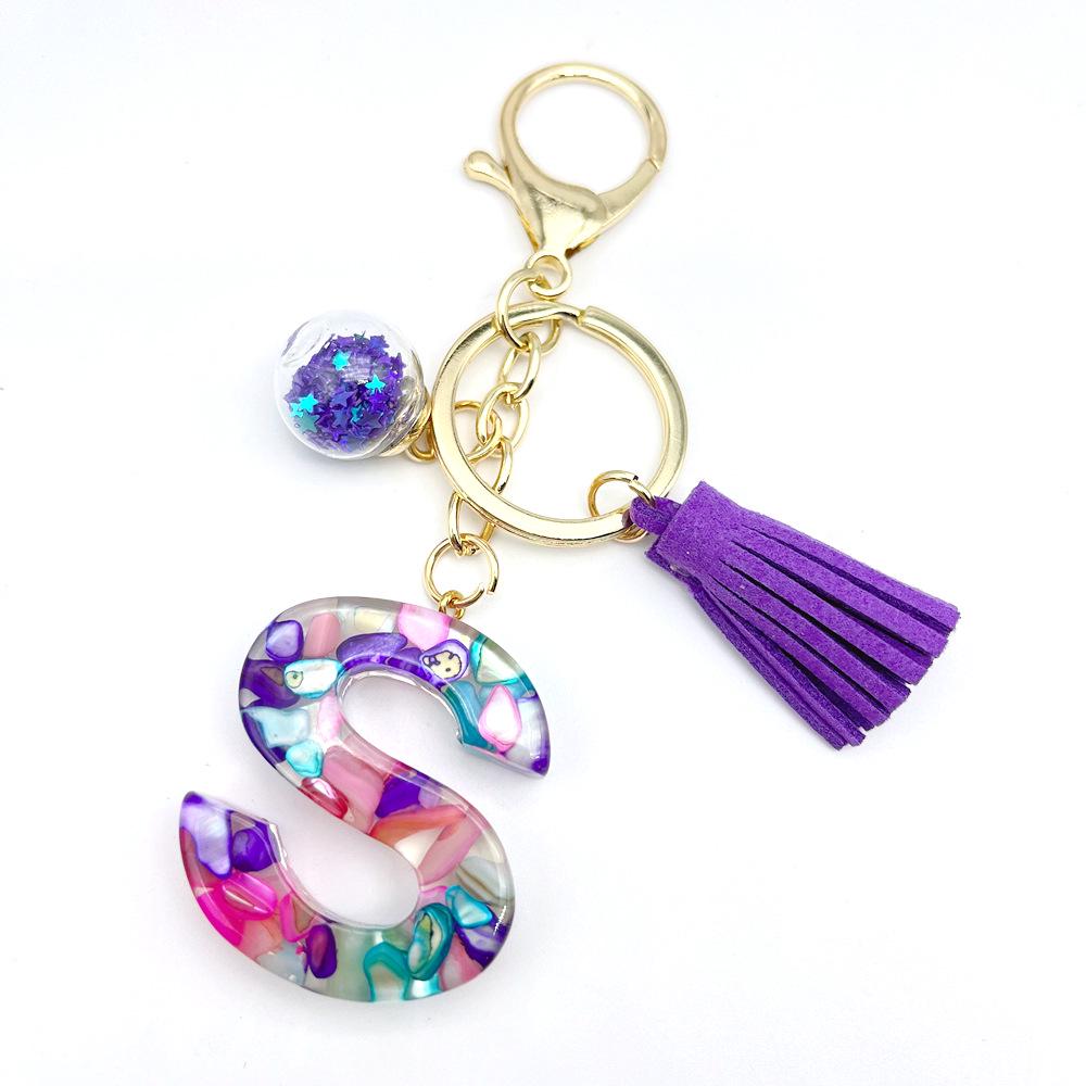 Европейский и американский хит продаж брелок с английскими инициалами и фиолетовой кисточкой