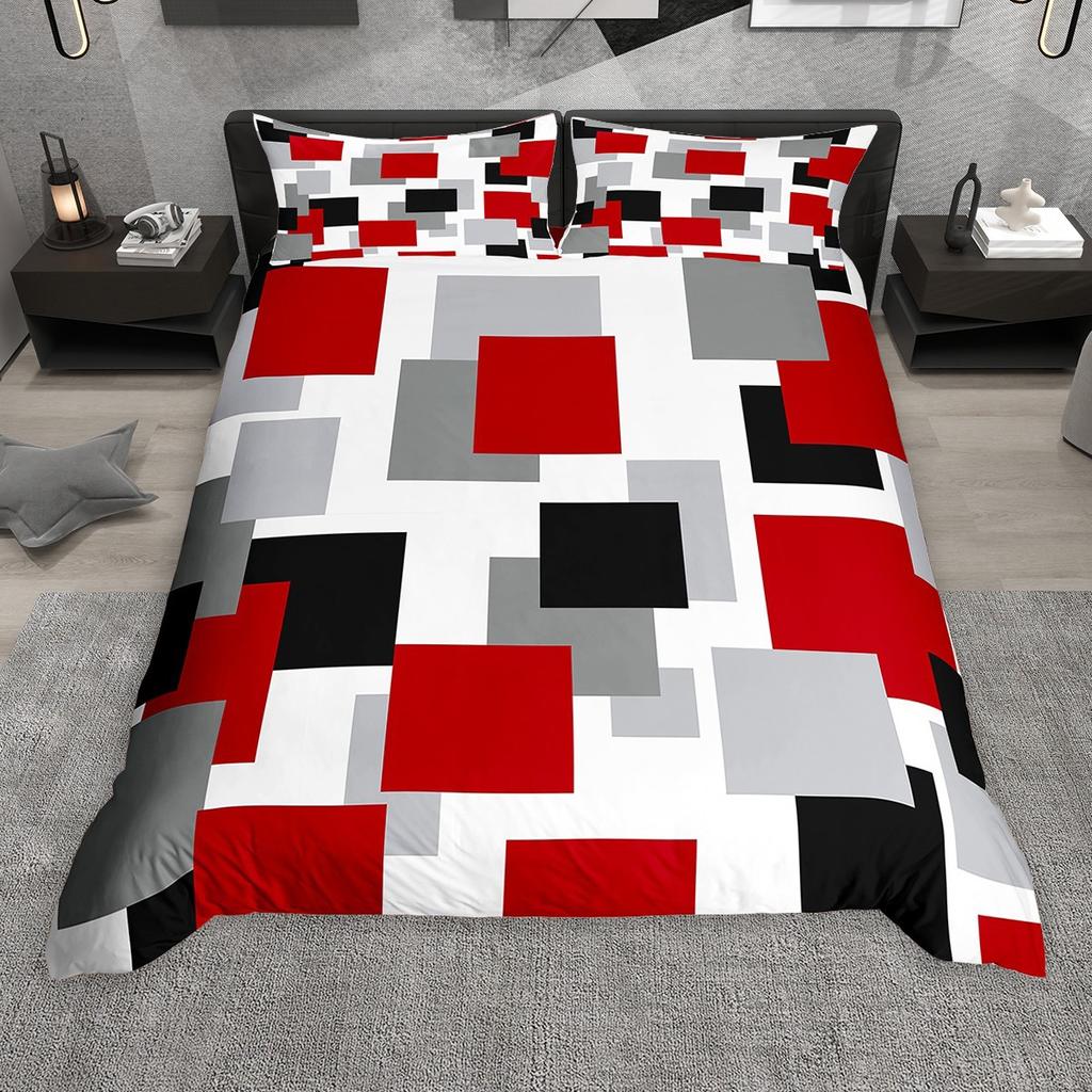 Комплект пододеяльника Homewish с геометрическим клетчатым узором, Абстрактный клетчатый постельный комплект, Минималистичный простой художественный комплект пододеяльника