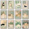 Japanese Tabby Cat In Bathtub Poster Prints Canvas Painting Retro Aesthetic Wall Art Picture Japandi Bathroom Toilet Home Decor