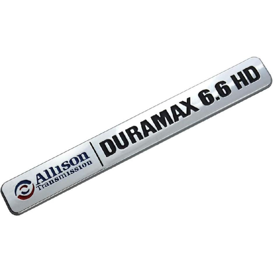 Aimoll Allison Transmission Duramax 6.6 HD Hood Emblem Pair Set for GM Silverado 2500HD (Chrome/Black)