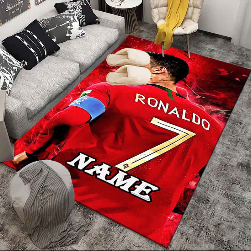 Custom Name Rona-ldo's Legacy Soccer Rug Game Carpet, Floor Mat for Bedroom Living Room Entryway Rug, Home Decor Idea Gift for Christmas birthday
