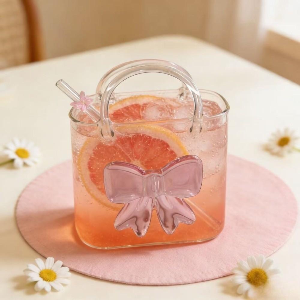 with Straw Handbag Glass Cup Novelty Fruit Wine Glass Creative Cocktail Glasses Office Table Decor
