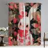Elegant Room Curtains for Camera Animal Rabbit Deer Flower Halloween Decoration Window Curtain for Room 2 Panel Partition Shades