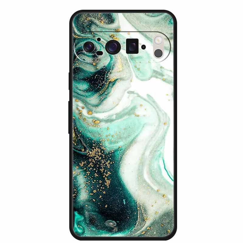 Чехол для мобильного телефона Google Pixel 9 Pro XL Роскошный защитный чехол из мягкого силикона для Google Pixel 9Pro XL Мраморный Мягкий черный Funda