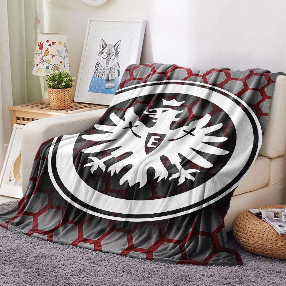 1PC Frankfurt Football Print Flannel Blanket, High quality All Seasons, Home Decor, Warmth and Comfort, Perfect for Christmas Gifts
