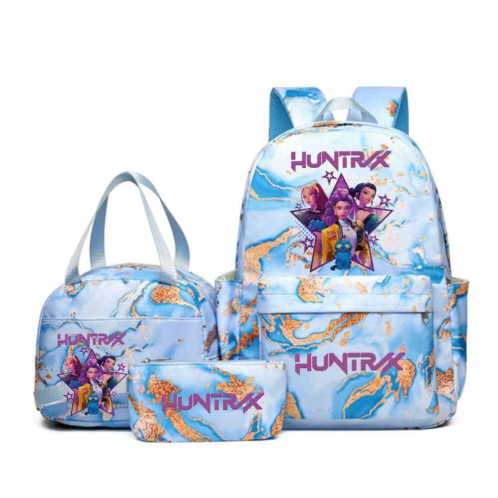 Набор KPOP Demon Hunter Girl Group: рюкзак, сумка для обеда и пенал — школьная сумка и ланч-бокс в стиле аниме.