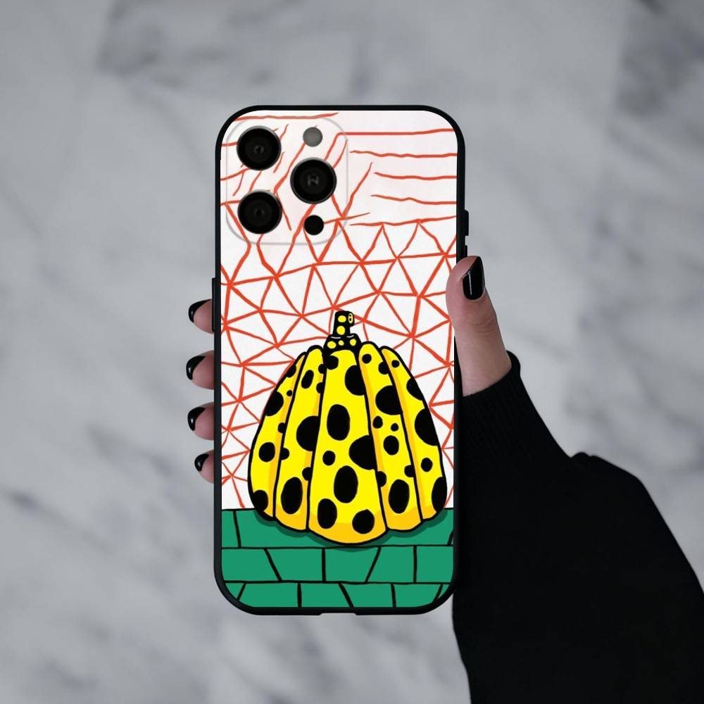 F-Смешная Тыква Y-Яёи К-К-К-Кусама Чехол для Телефона Для iPhone 17pro,16,15,14,13,12,11 Plus,Pro Max,XS,Мягкий Силикон Черный Чехол