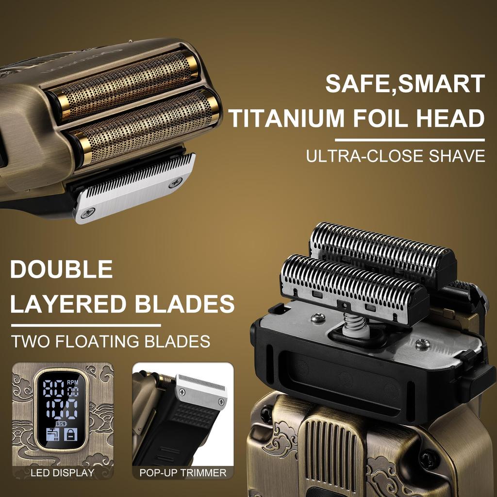 Scttomon Мужская сеточная бритва Мужской триммер для бороды Мужская электробритва Набор для бритья бритой головы Беспроводной водонепроницаемый