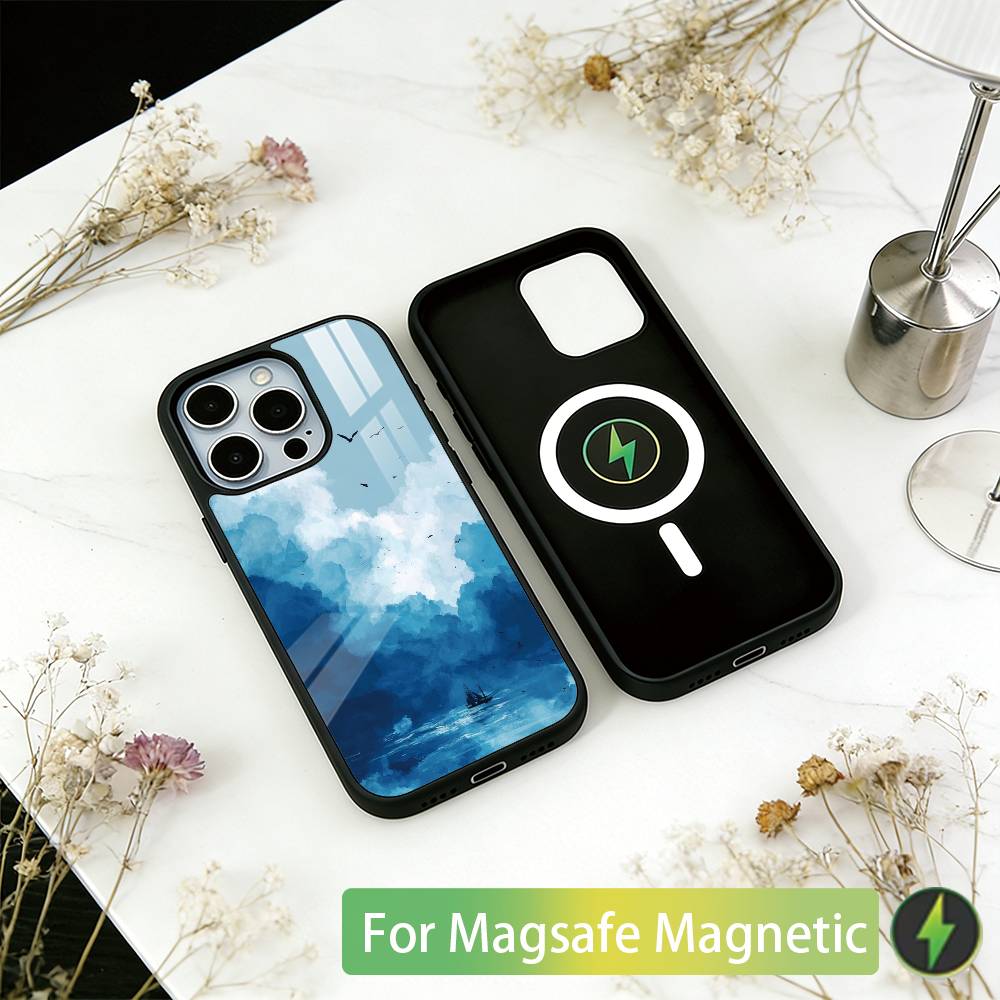 Sea Phone Case For iPhone17,16,15,14,13,12,11 Plus,Pro Magnetic with Magsafe Wireless Charging
