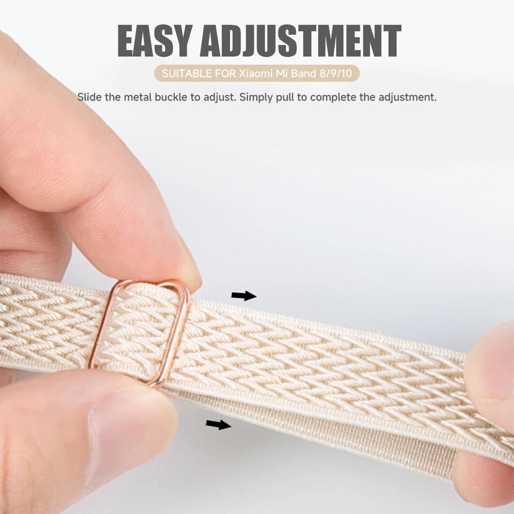 Эластичный нейлоновый ремешок-петля для Xiaomi Band 10/9/8 Дышащий плетеный спортивный ремешок для MiBand 10/9/8 Часы Замена браслета Новый