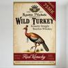 Винтажная металлическая жестяная вывеска Wild Turkey Kentucky Straight Bourbon Whiskey - Ретро Декор для Бара, Мужской Комнаты, Дома, 750мл Крепость 101, Остин Ни