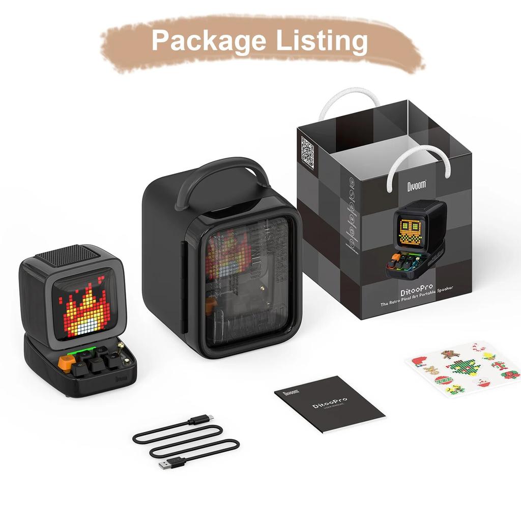 Беспроводная Bluetooth-колонка Pixel Art с выходной мощностью 15 Вт для игровой комнаты со светодиодным передним экраном 16X16, управляемым через приложение