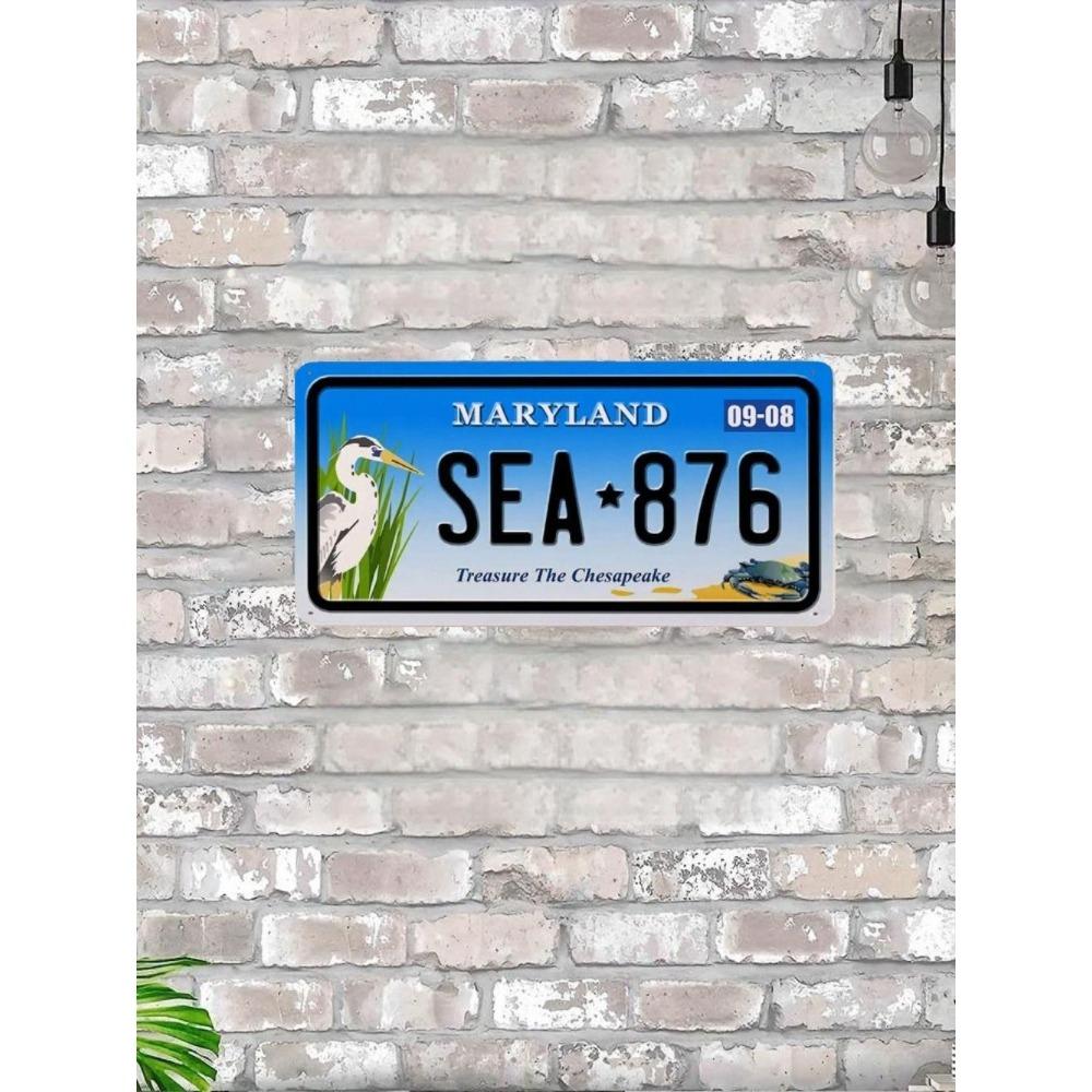 U.S. License Plate, U.S. Car License Plate, Metal, 15x30 Cm.