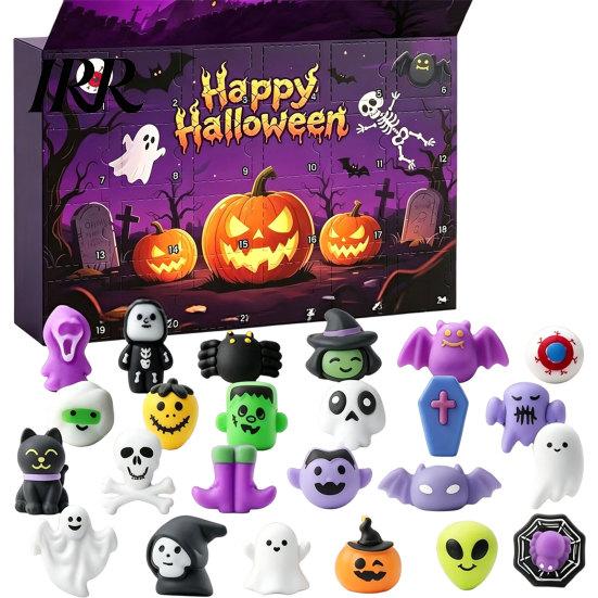 Halloween Decoration Ideas Advent Calendar, 24 Days Countdown Calendar with Pcs Slow Rising Gift for Children Squeeze Toys, Scary Collectible