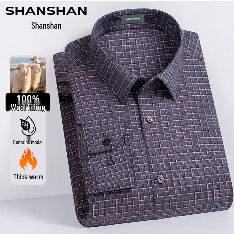 Shanshan Мужская утолщенная рубашка в стиле business casual из модала с наполнителем из шерсти