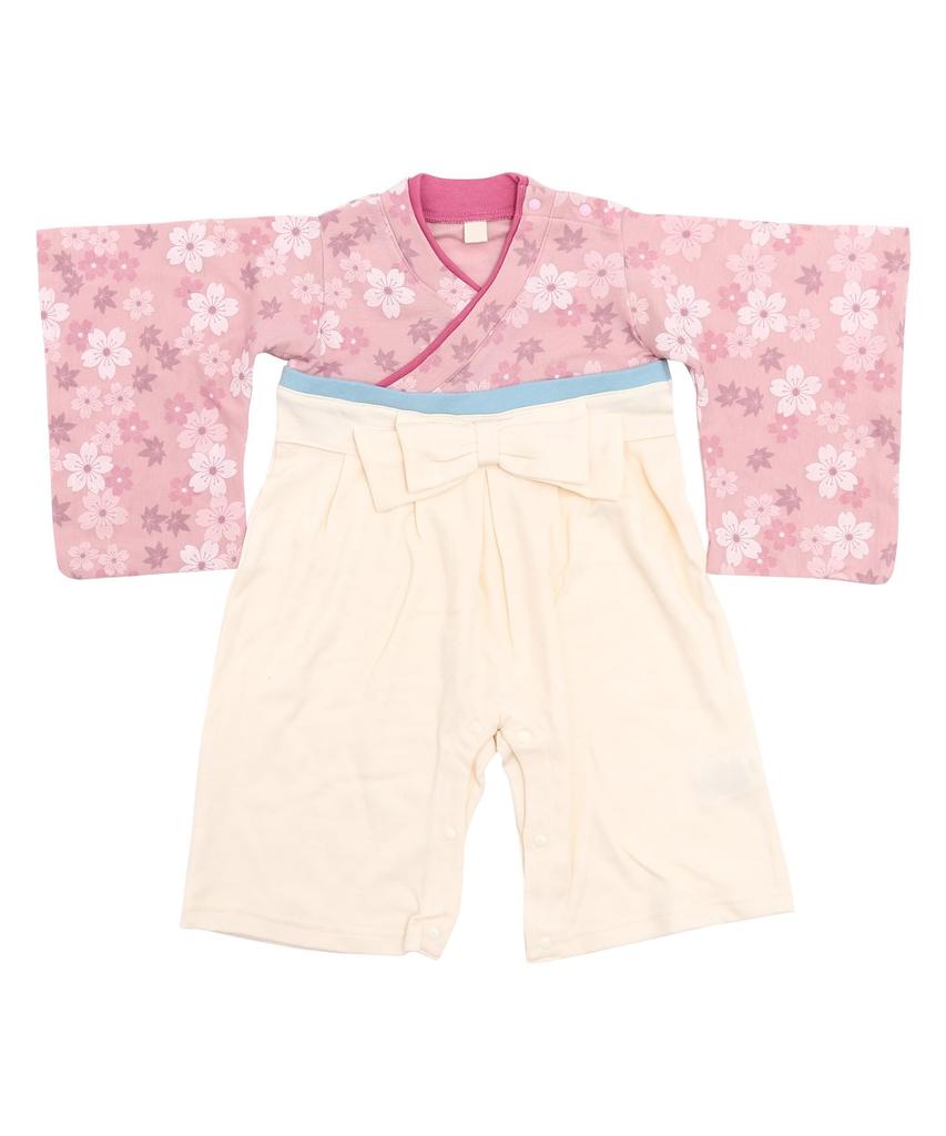 Комбинезон хакама для девочек, детский комбинезон хакама, цветущая вишня [KYOETSU] (70, Розовый)