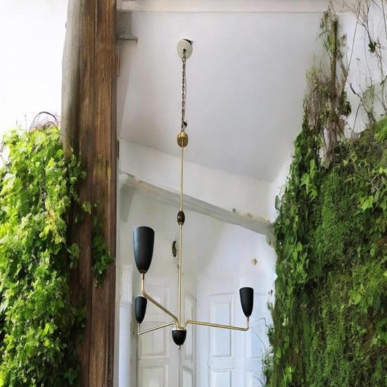 Brass Chandelier Modern 3-Arm Ceiling Light Fixture, Mid-Century Inspired Pendant Lighting, Stylish Home Decor