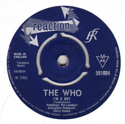 7-дюймовая пластинка WHO - Я мальчик / В городе 591004 Reaction 1966 UK Рок Б/У