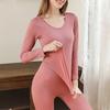 2 Pieces Women Thermal Underwear Sexy Long Sleeve Winter Clothes Seamless Thermal Intimate Set Ladies Thick Sleepwear