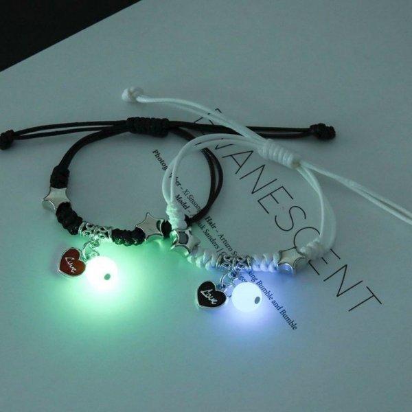 Glow in the Dark Star Butterfly Couples Bracelet For Lover Star Heart Pendant Adjustable Bracelet Friendship Love Jewelry Gift