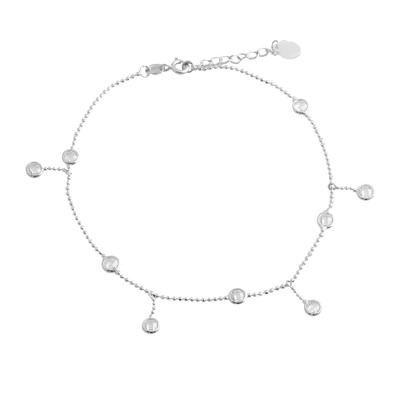 Серебряный браслет на ногу с фианитами (2079590)