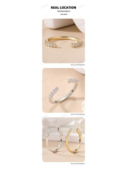 Round Moissanite Eternity Ring: 18k Gold-Plated S925 Silver, Versatile Open Design, Stackable.