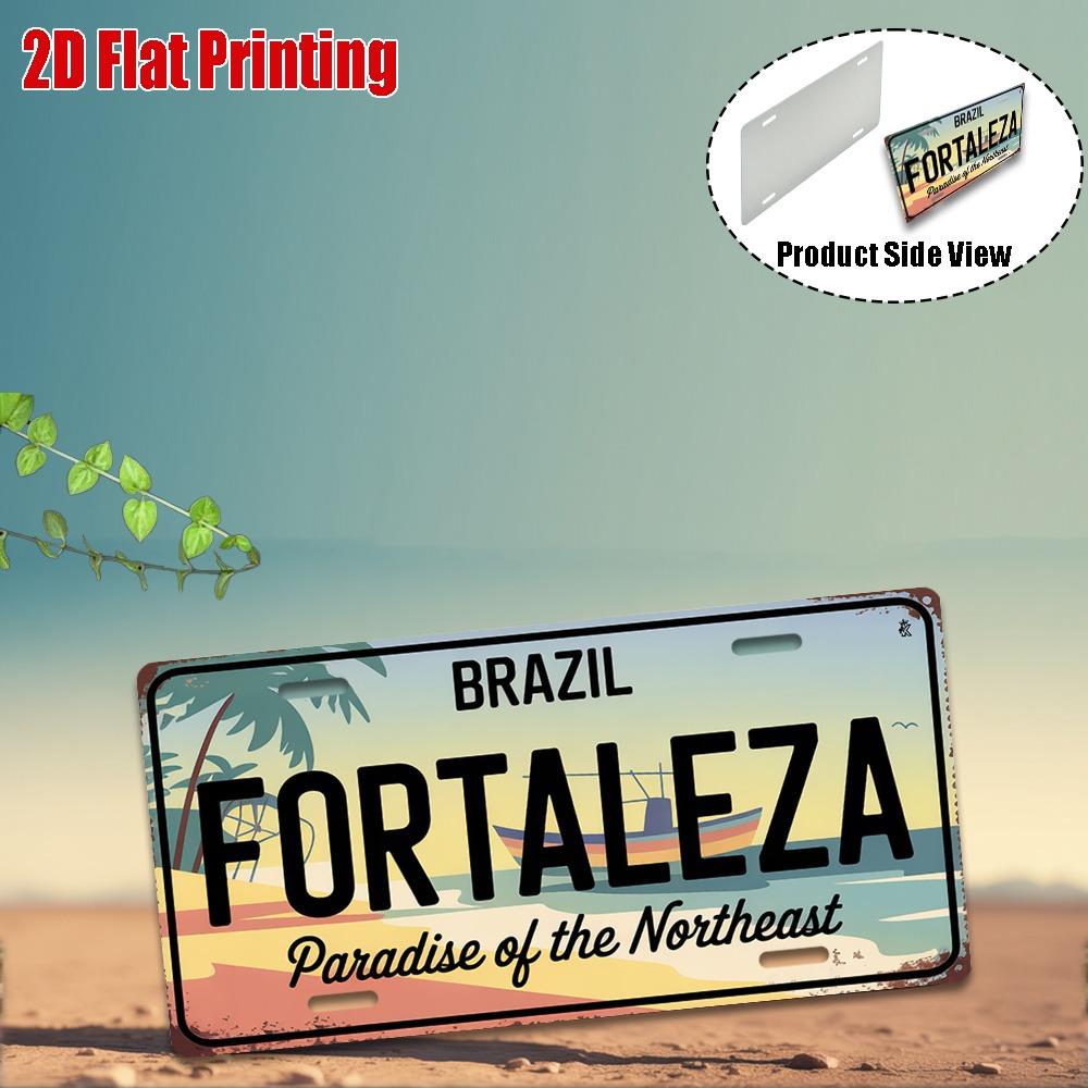 Индивидуальная винтажная металлическая табличка Fortaleza 11,8x5,9 дюйма Наружный настенный декор Рай Северо-Востока Туризм Жестяная табличка