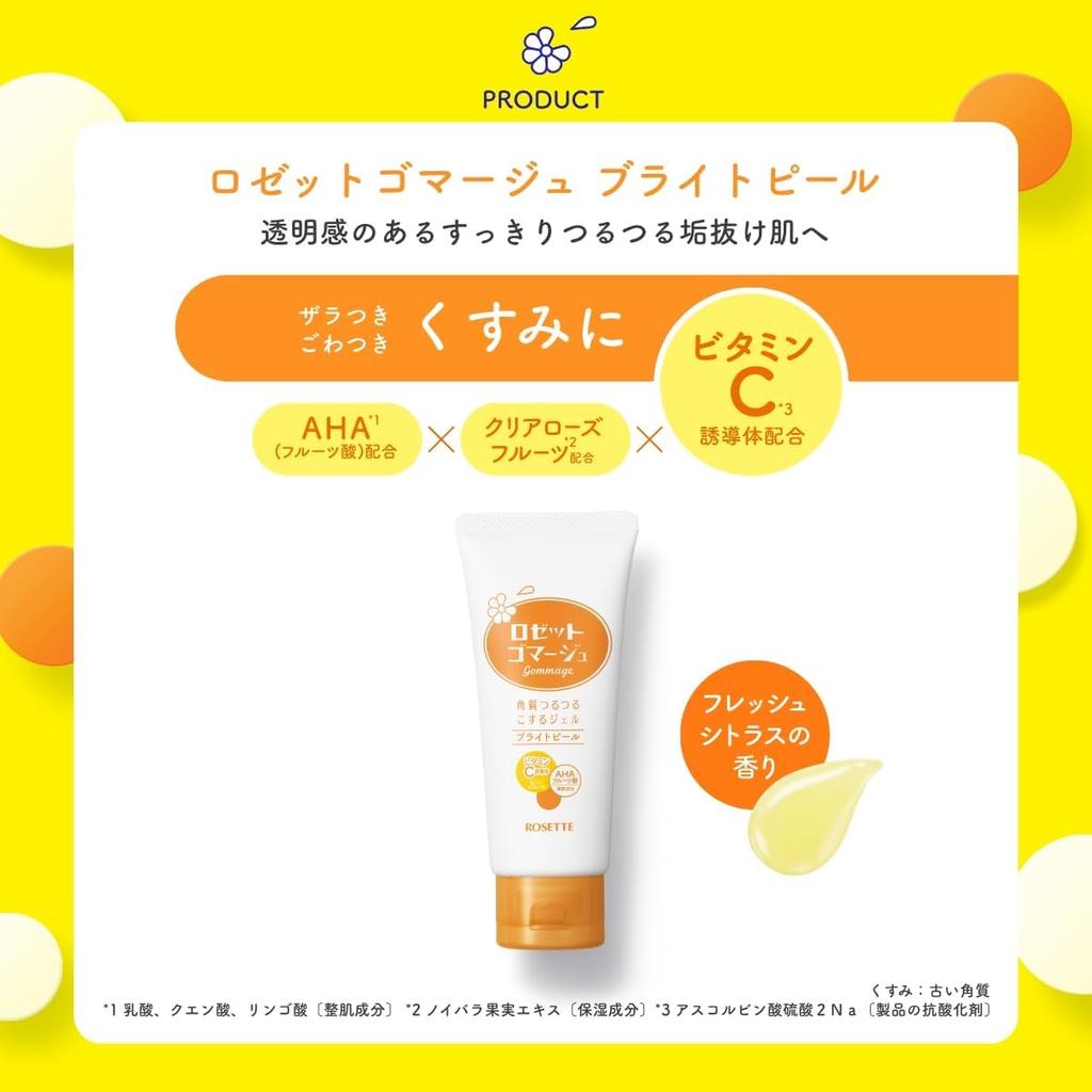 ROSETTE Скраб Bright Peel 180г Пилинг-гель с производным витамина С для отшелушивания и тусклой оранжевой кожи,