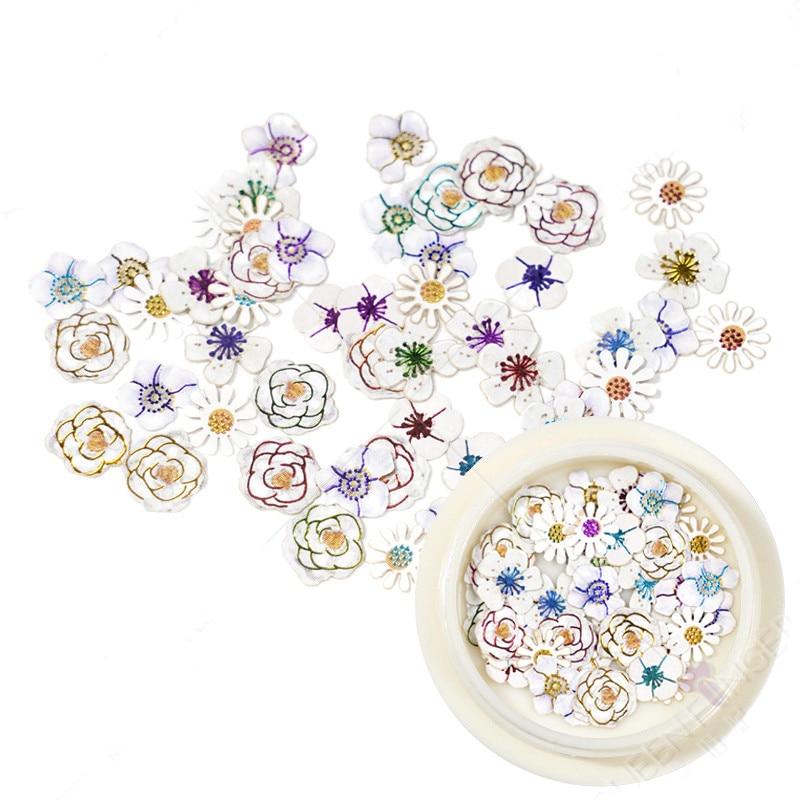 50 шт./кор. древесная масса 3D бабочка цветок блестки для ногтей хлопья ломтики украшения для ногтей аксессуары