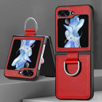 Чехол-держатель с кольцом Z Flip 5 Portabel для Samsung Galaxy Z Flip 5 Flip5 5G Flip3 Flip4 Flip 3 4 Zflip5, кожаные чехлы для телефона