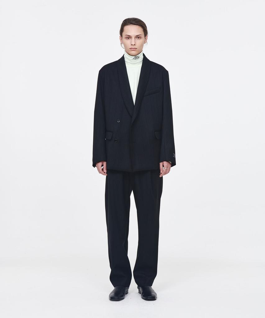 Afterpray Shawl Collar Double-Breasted Blazer Black