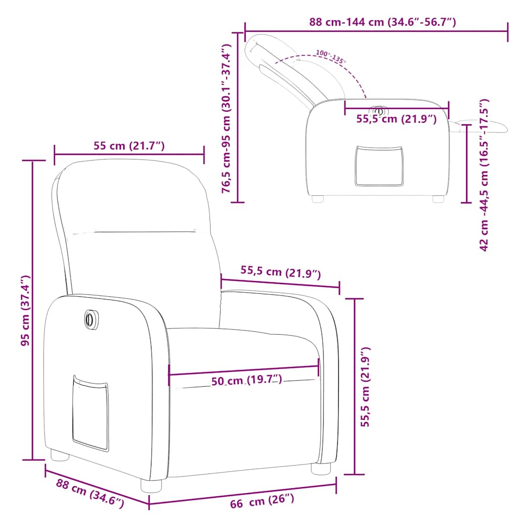 Electric Recliner Chair Cream Fabric