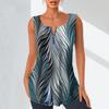 Women's Fashion V Neck Shirts Casual Tops T-shirt Ladies 3D Feather Pattern Print Vest Plus Size Sleeveless Blouse Tank Tops